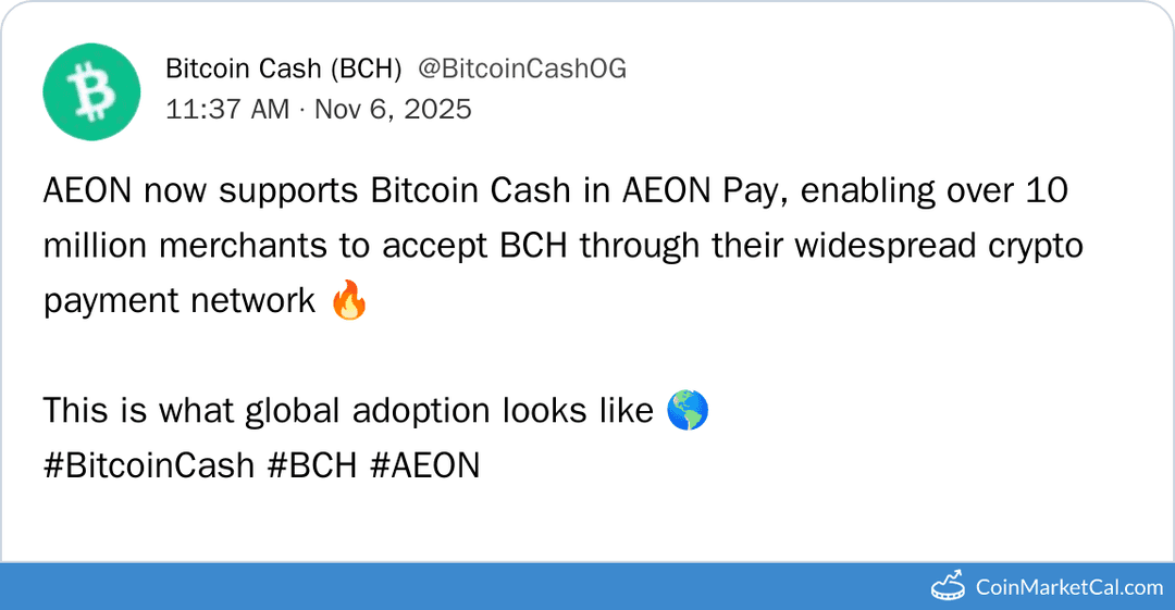 AEON Pay Adds BCH