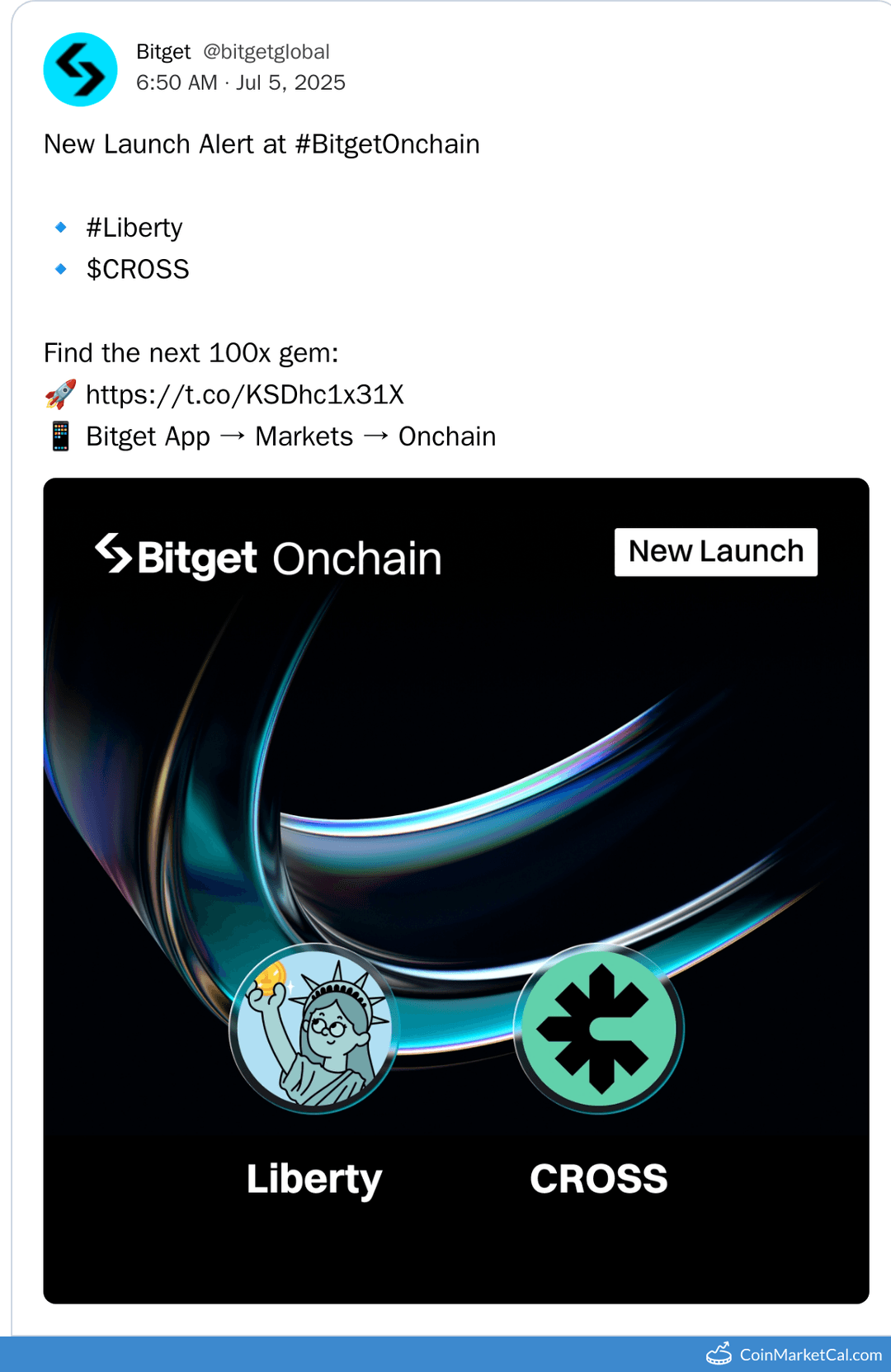 Bitget Onchain New Token Launch: $Liberty and $CROSS