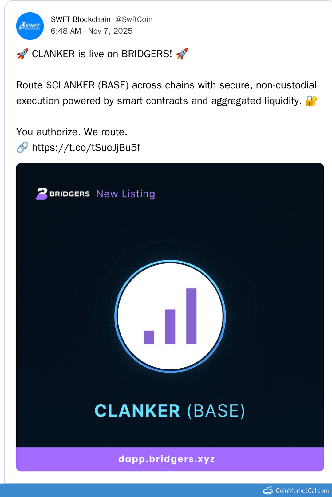 Bridgers Integration of $CLANKER (BASE) Cross-Chain Route