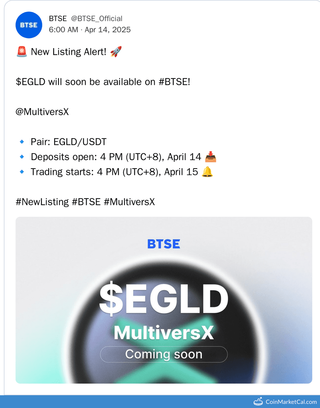 MultiversX (EGLD) Listing on BTSE