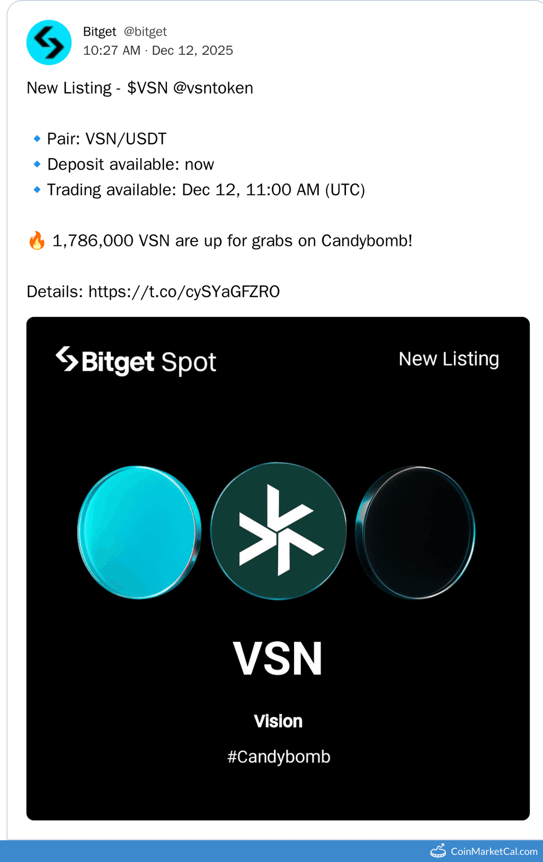 Bitget Listing Vision VSN/USDT Pair