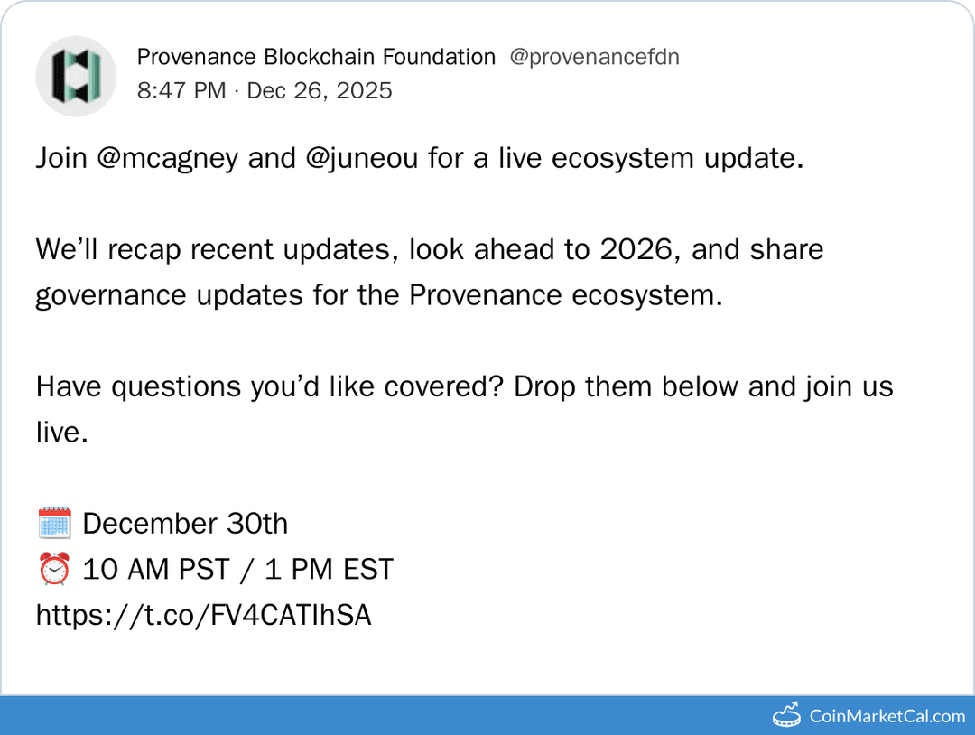 Provenance Blockchain Live Ecosystem Update