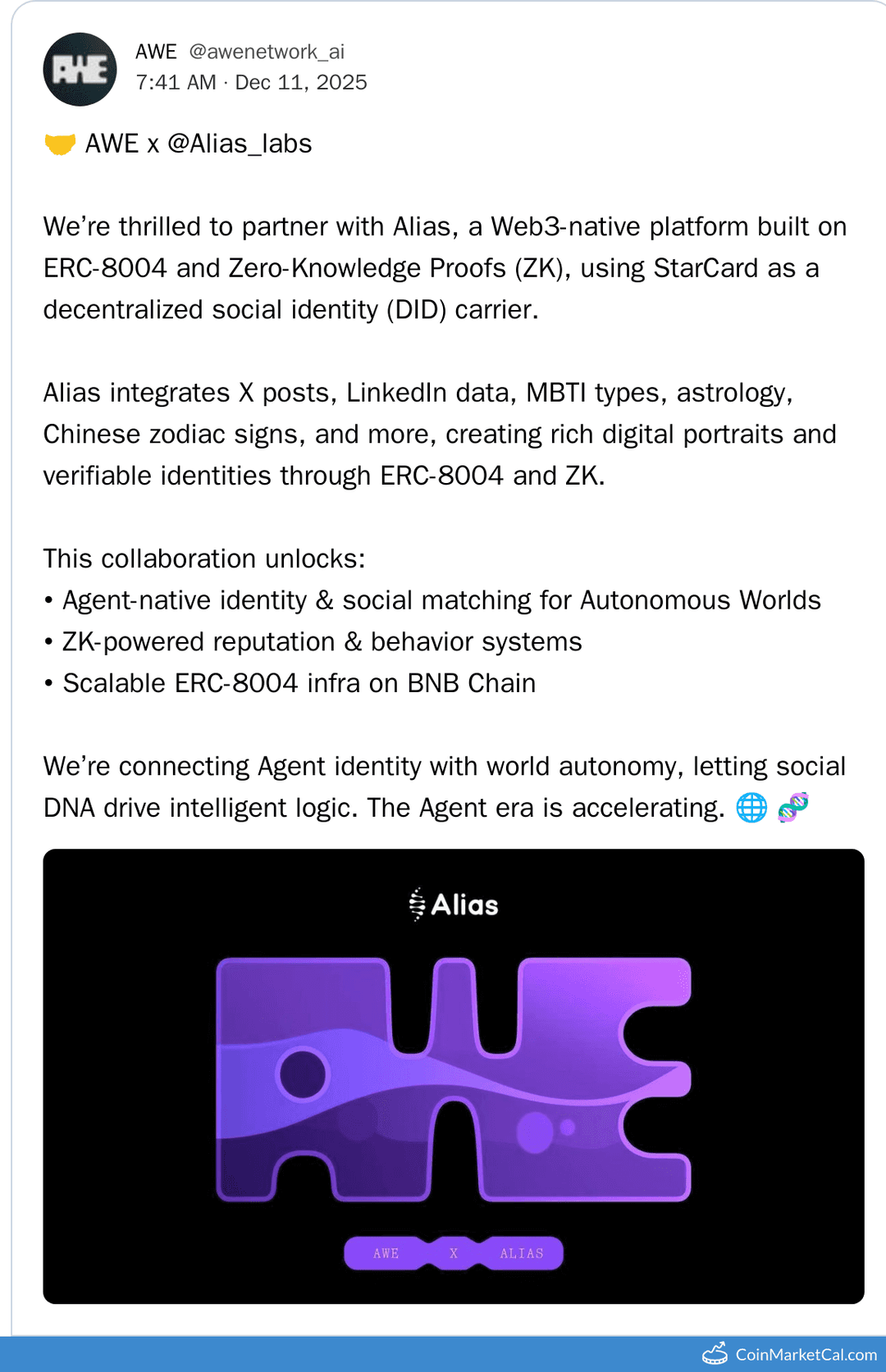 AWE Network x Alias Partnership on BNB Chain