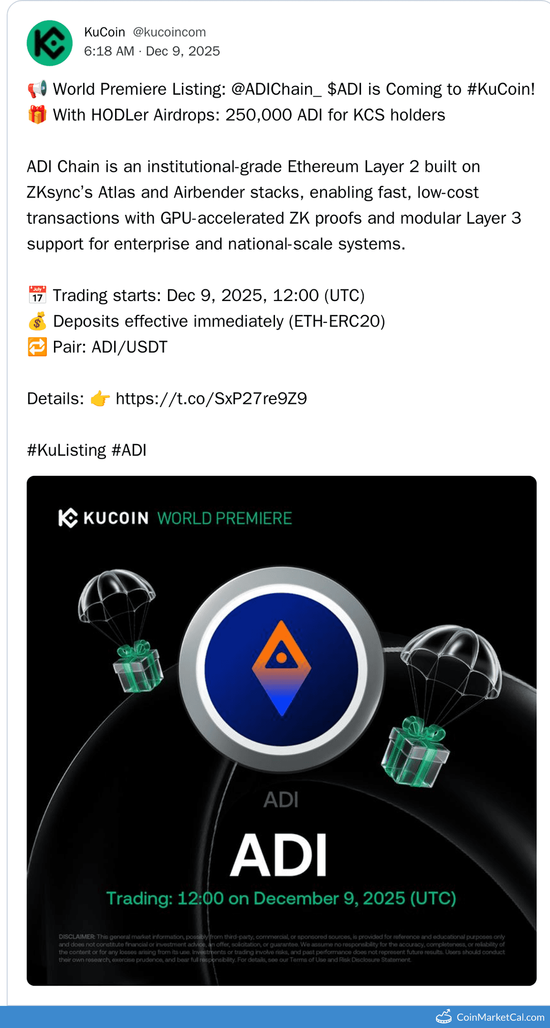KuCoin ADI Chain Listing