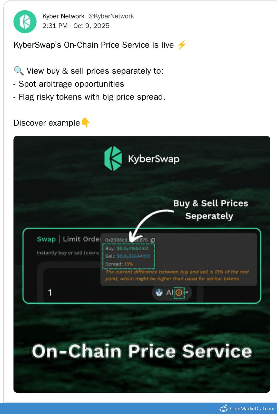 Kyber Network On-Chain Price Service