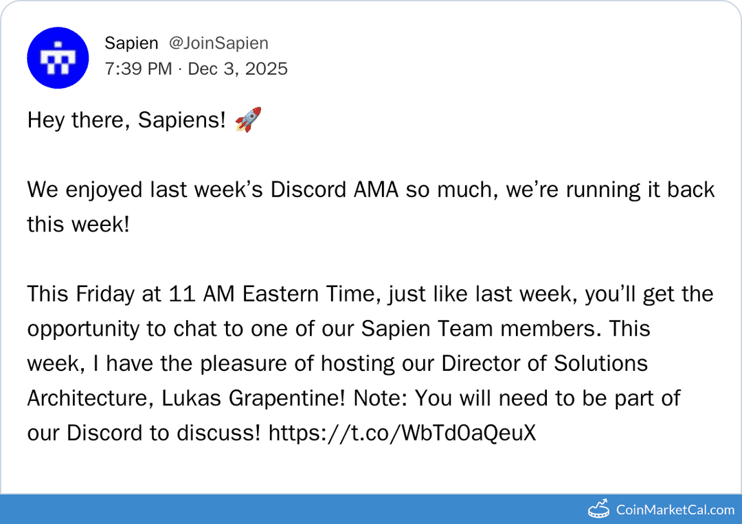 Sapien Discord AMA with Director Lukas Grapentine