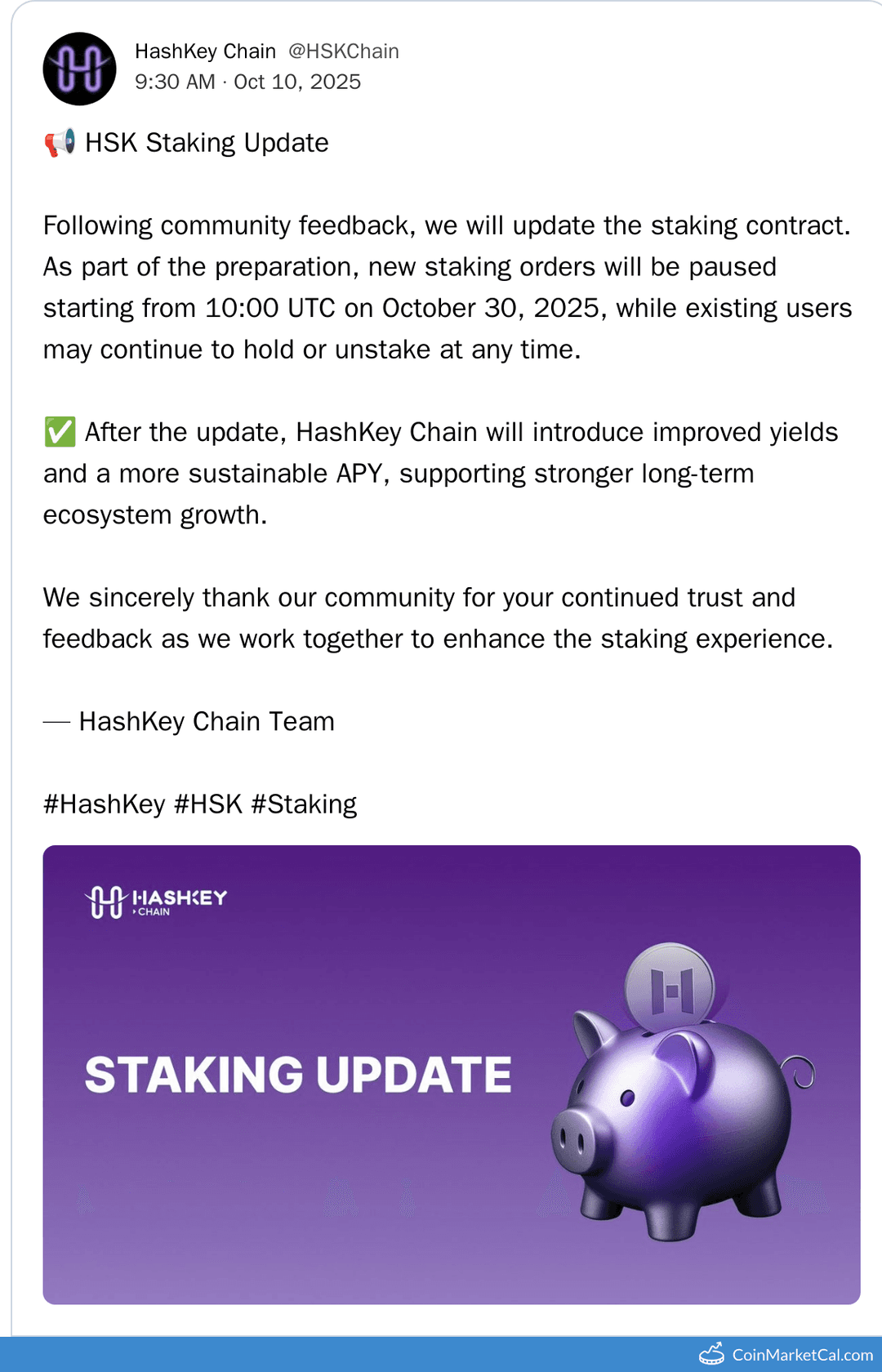 HashKey Platform Token HSK Staking Update