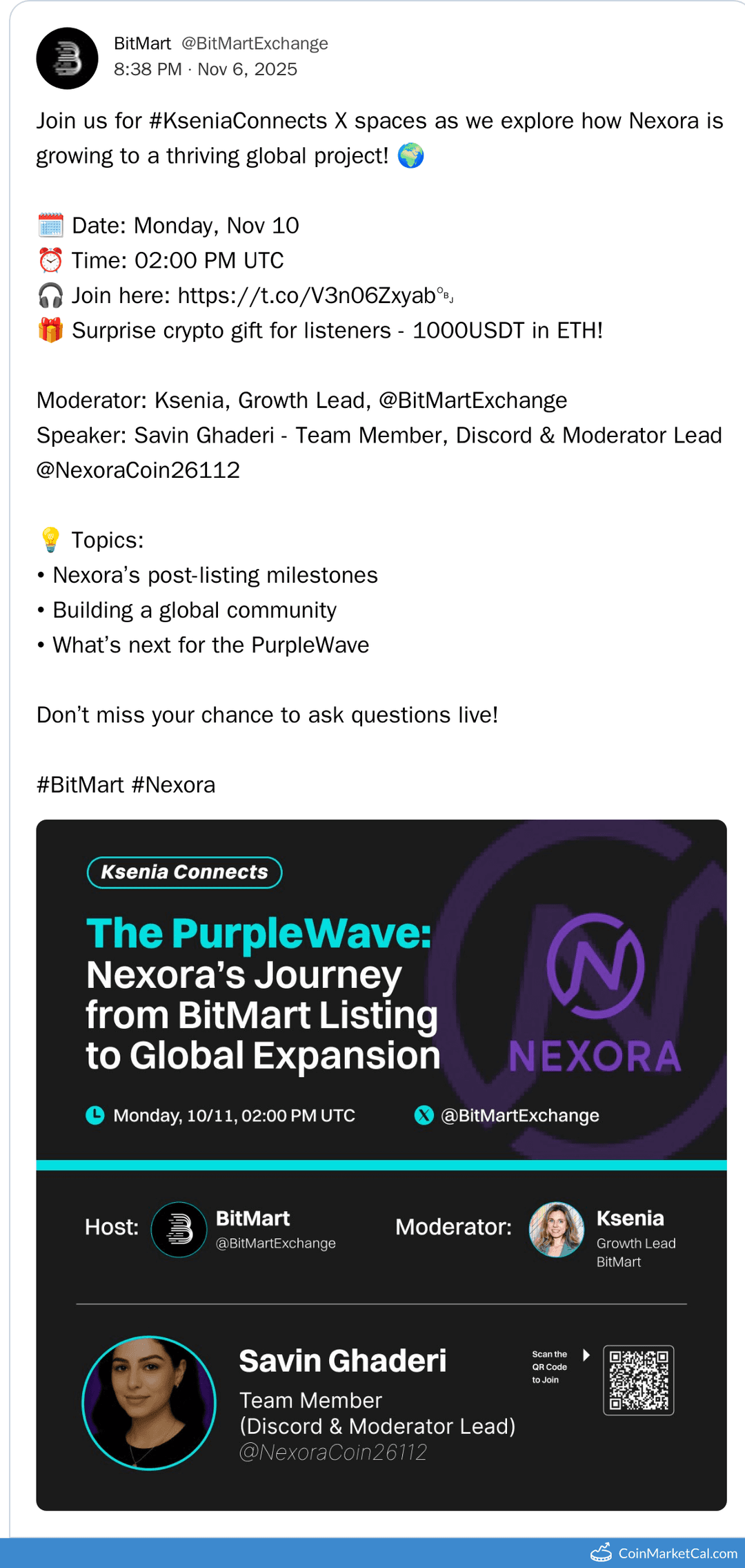 Ksenia Connects by BitMart