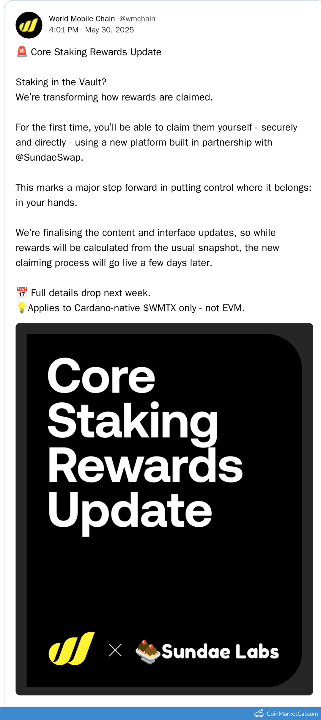 Core Staking Rewards Update Launch