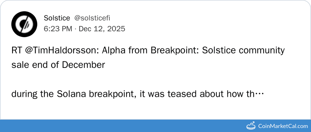 Solstice (USX) Community Sale