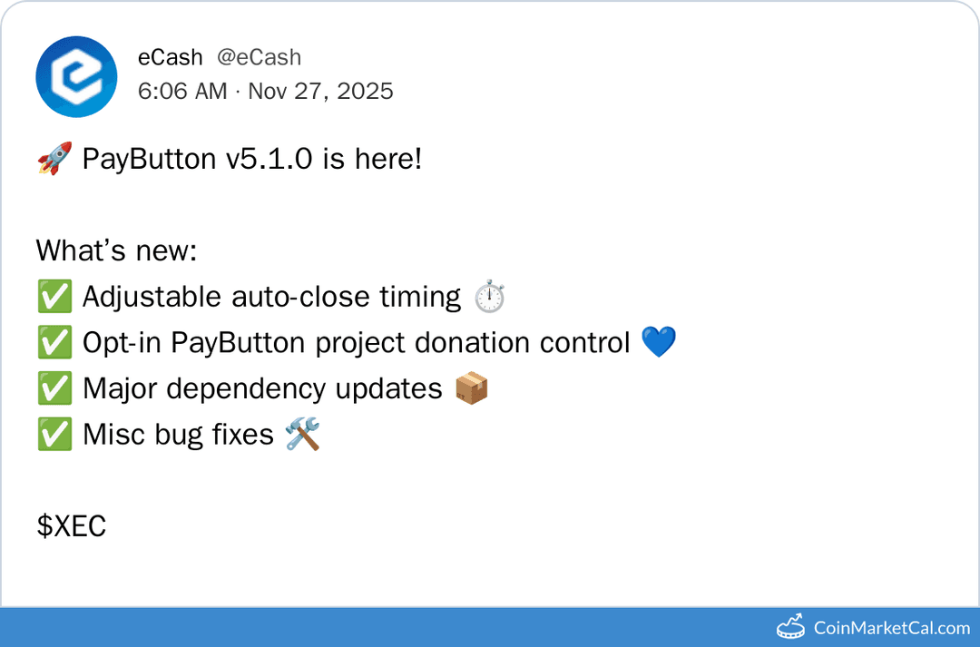 eCash PayButton V5.1.0 Release