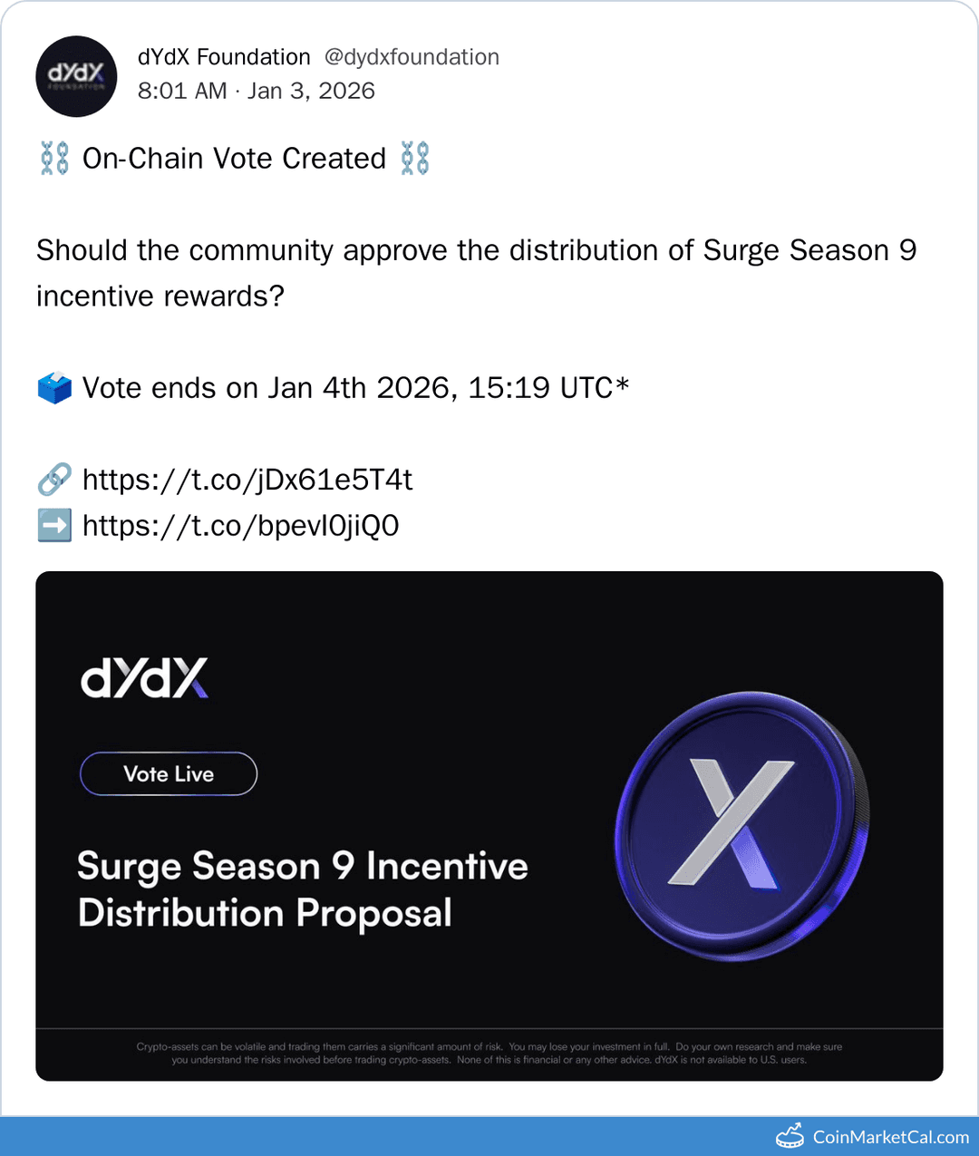 dYdX Surge S9 Vote Ends