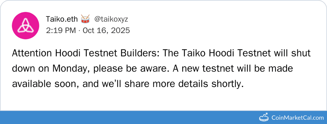Taiko Hoodi Testnet Shutdown