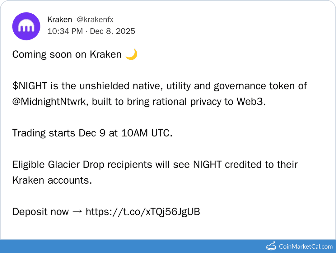 Kraken Listing Midnight (NIGHT)