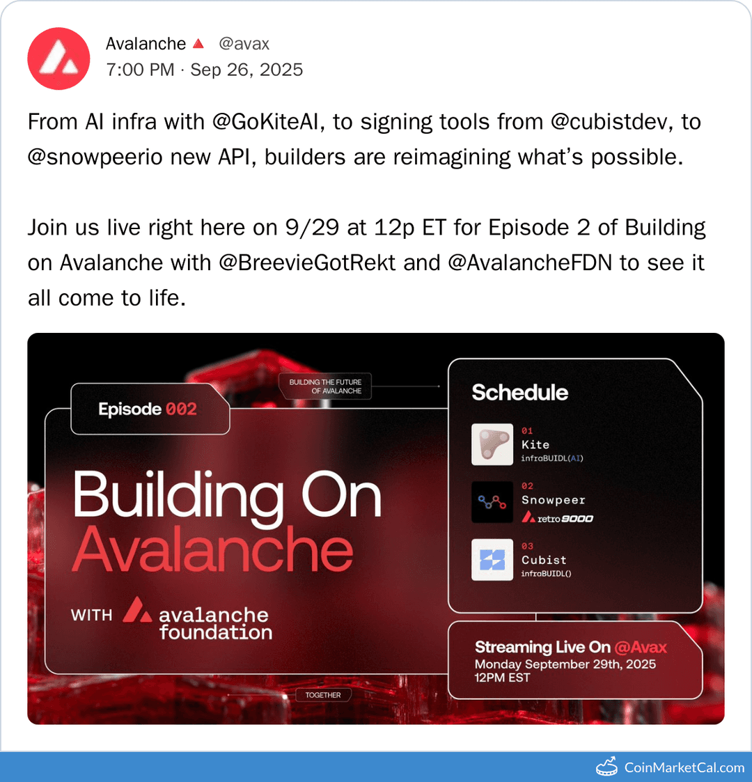 Avalanche Building on Avalanche - Sep 29, 2025