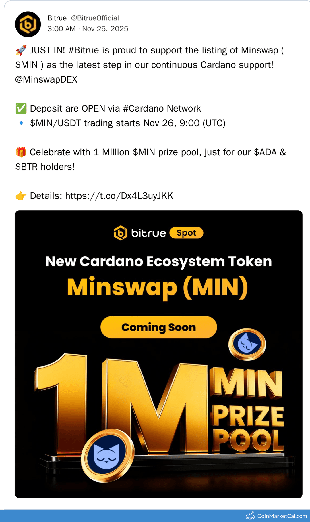 Bitrue Listing of Minswap MIN/USDT Pair