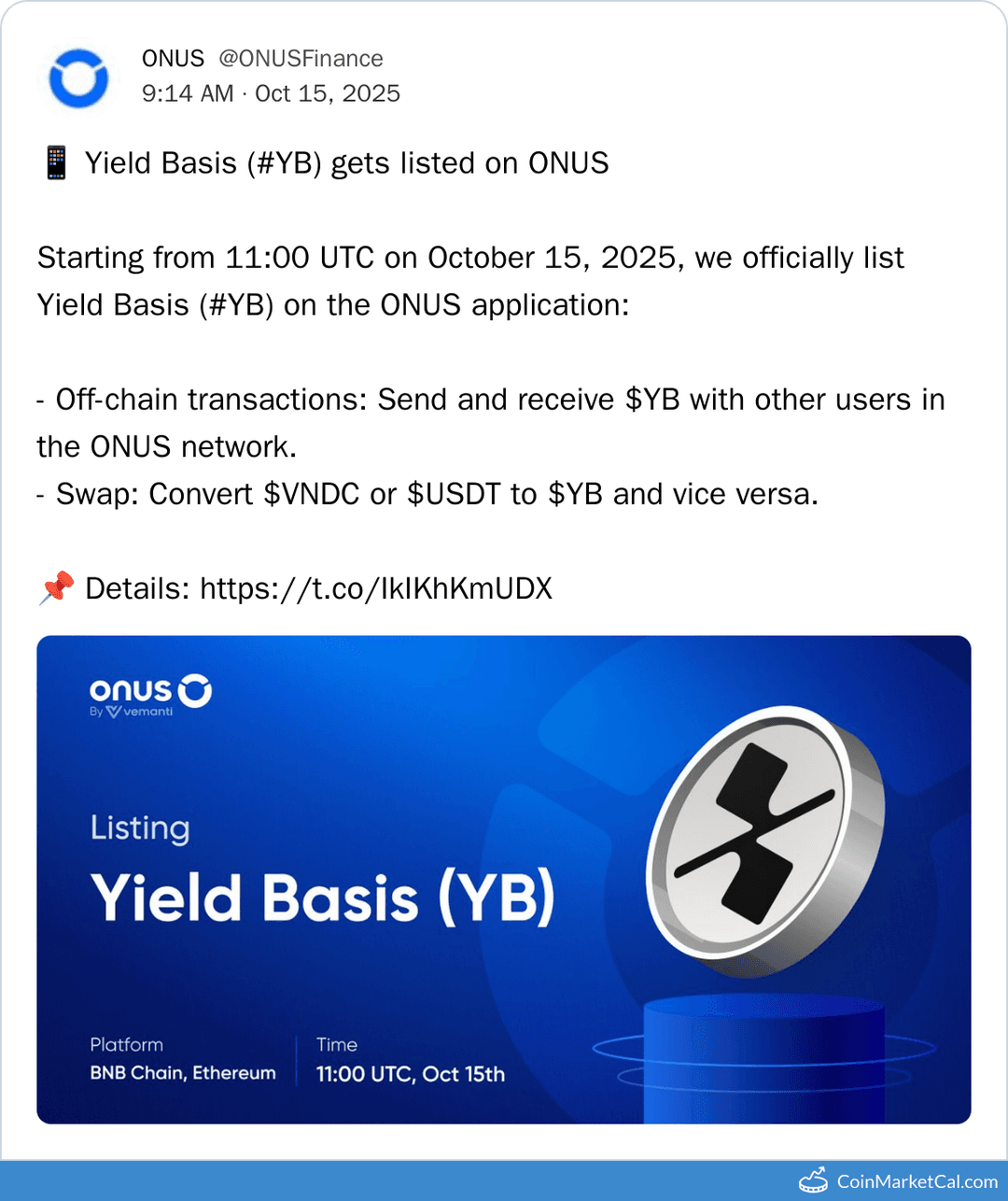 ONUS Listing Yield Basis