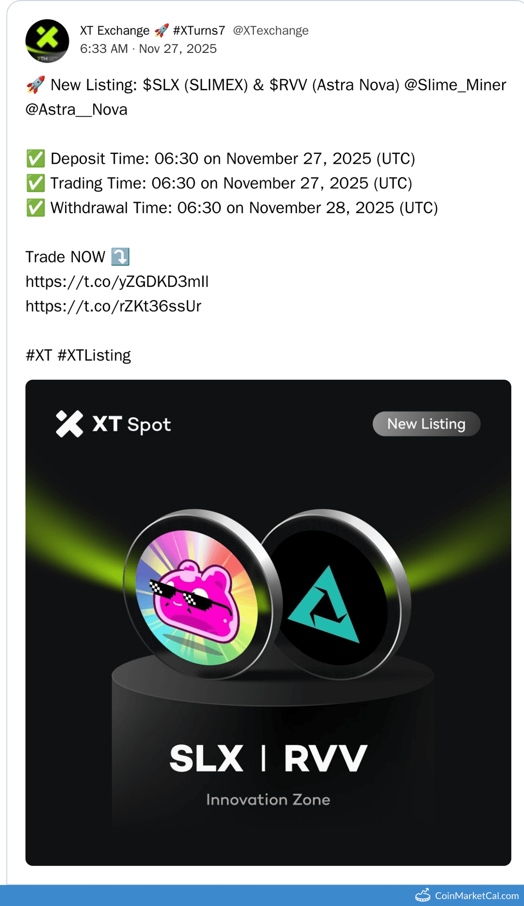 XT.COM Listing of Astra Nova and SLIMEX