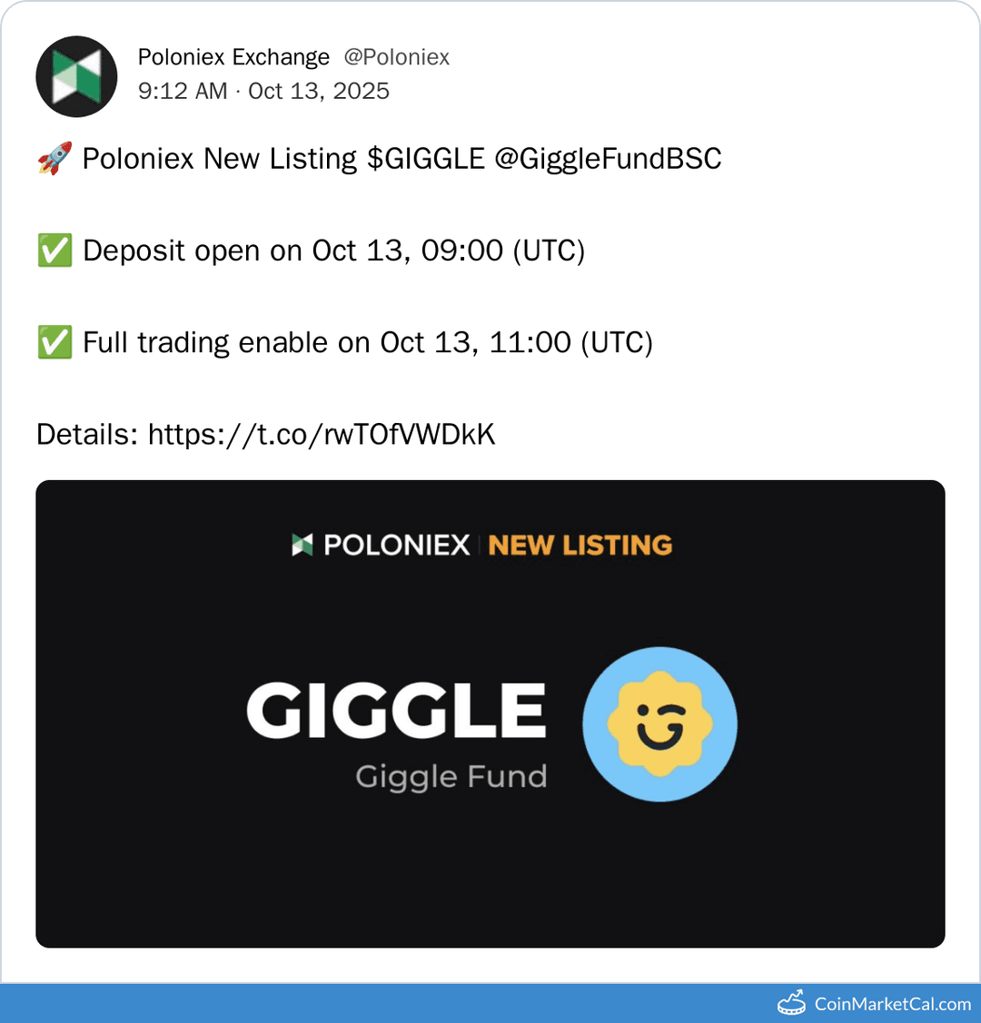 Poloniex Listing Giggle Fund