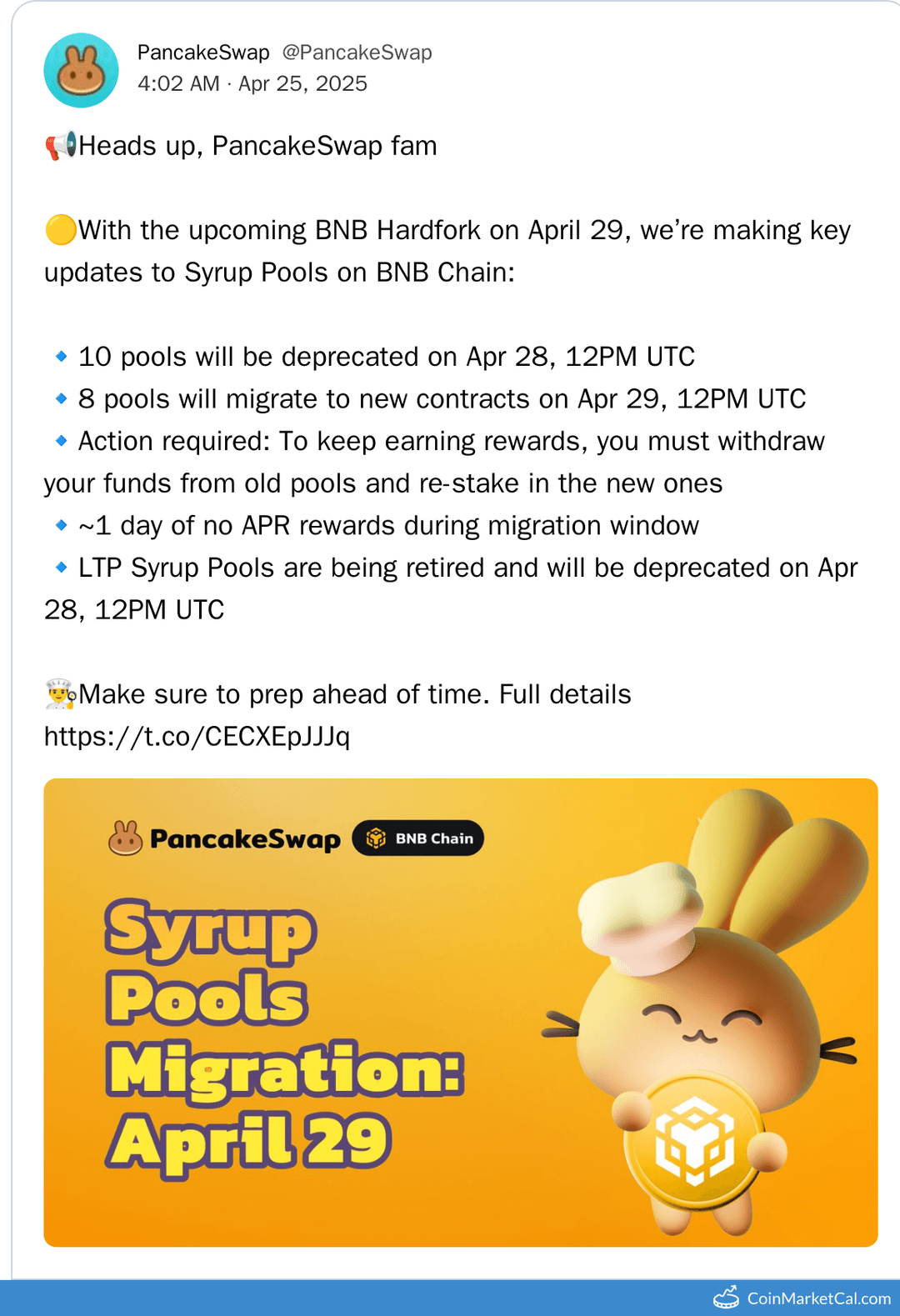 PancakeSwap Syrup Pools Update