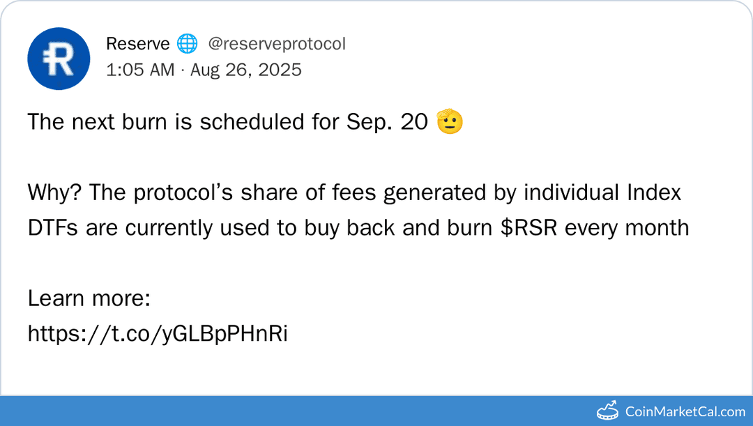 Reserve Protocol RSR Token Burn