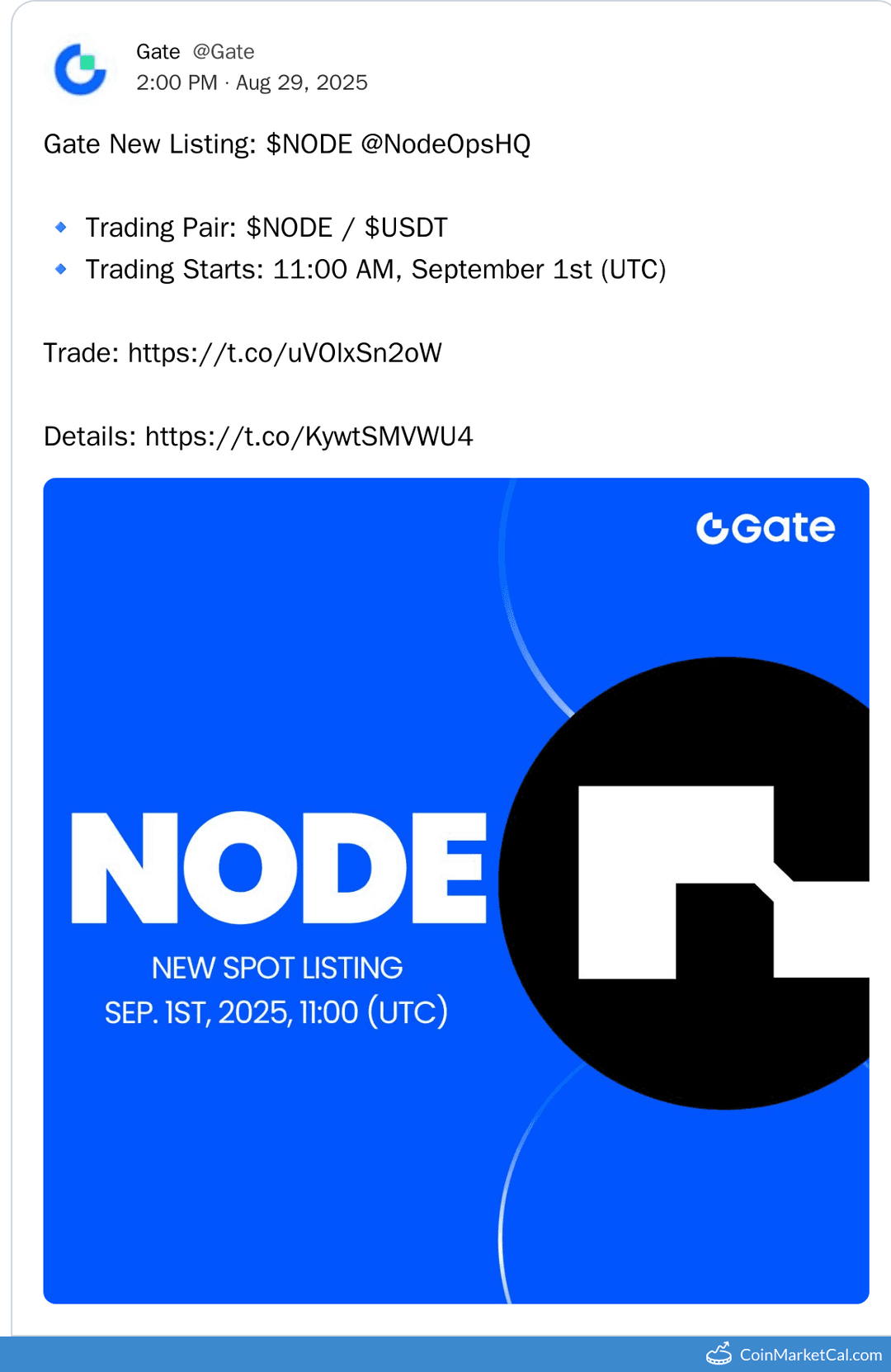 NodeOps (NODE) Initial Listing on Gate.io
