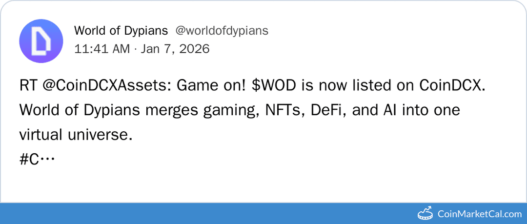 CoinDCX Listing of World of Dypians