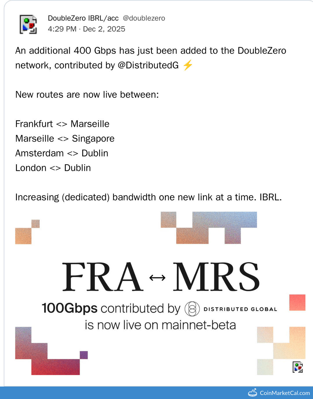 DoubleZero 400Gbps Network Upgrade
