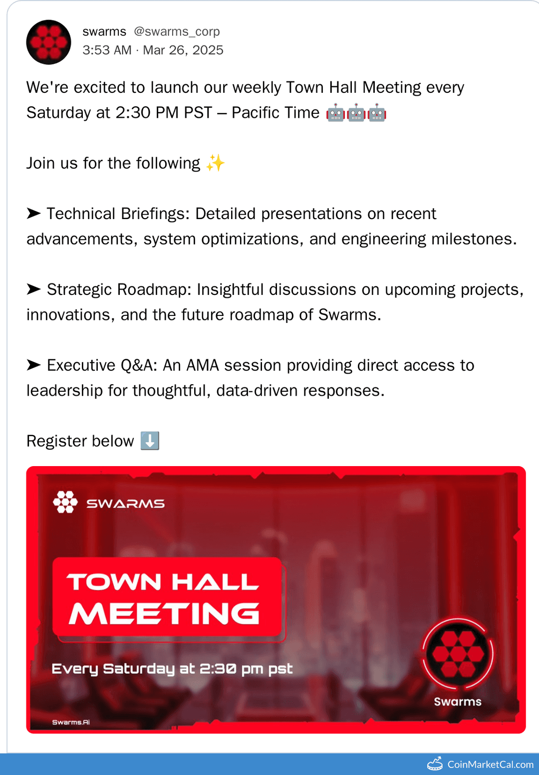 Swarms Weekly Town Hall