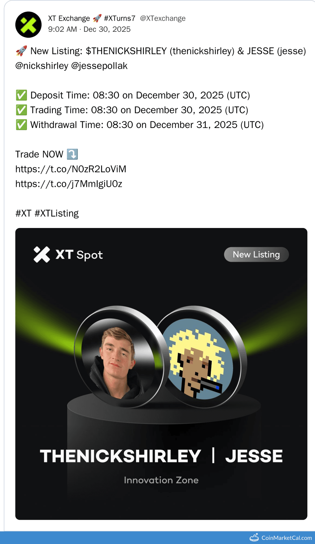 XT.COM Listing of JESSE Token