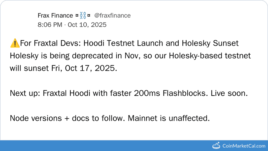 Frax Hoodi Testnet Launch