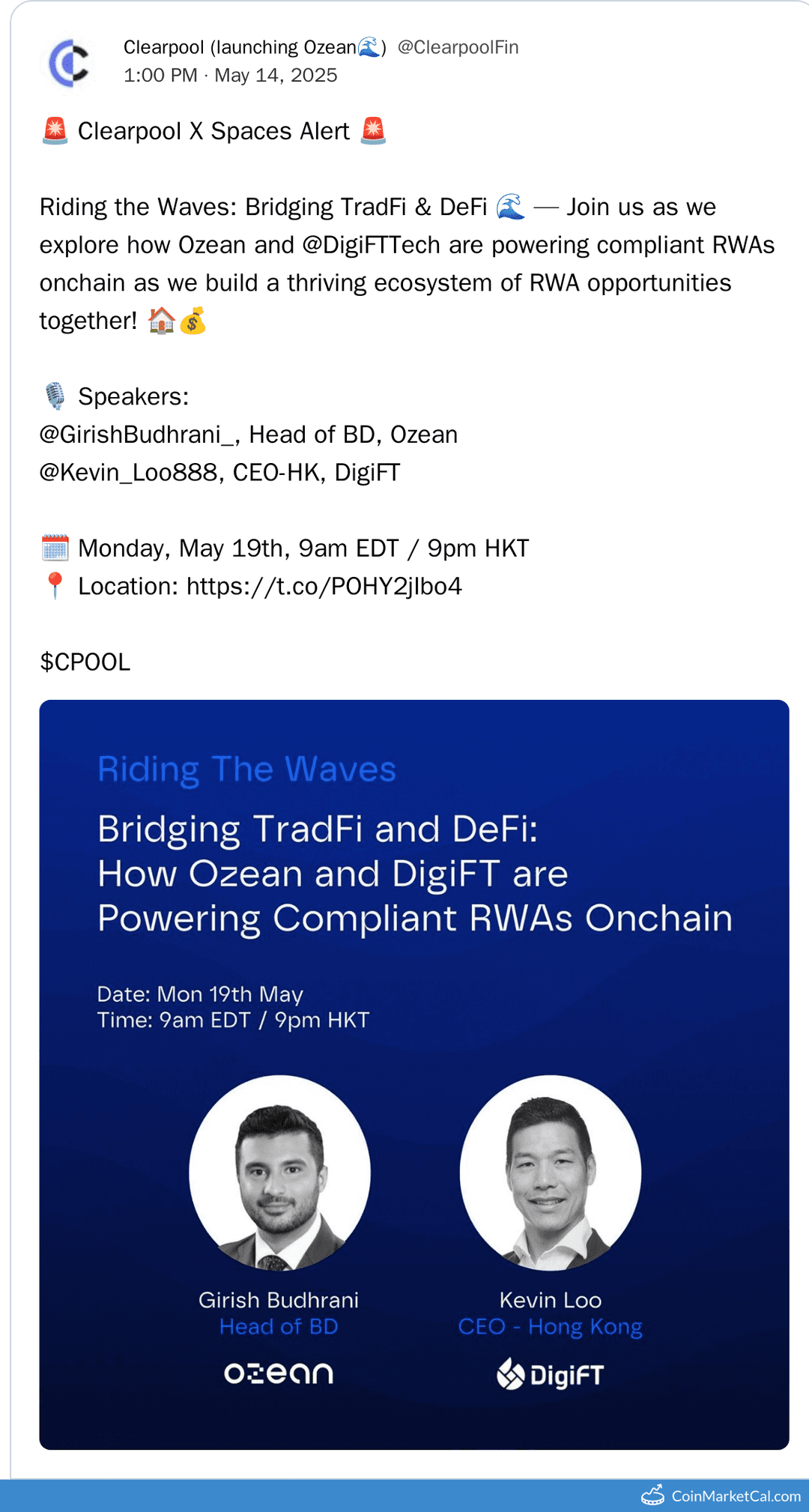 Clearpool X Spaces: Bridging TradFi & DeFi with Ozean and DigiFT