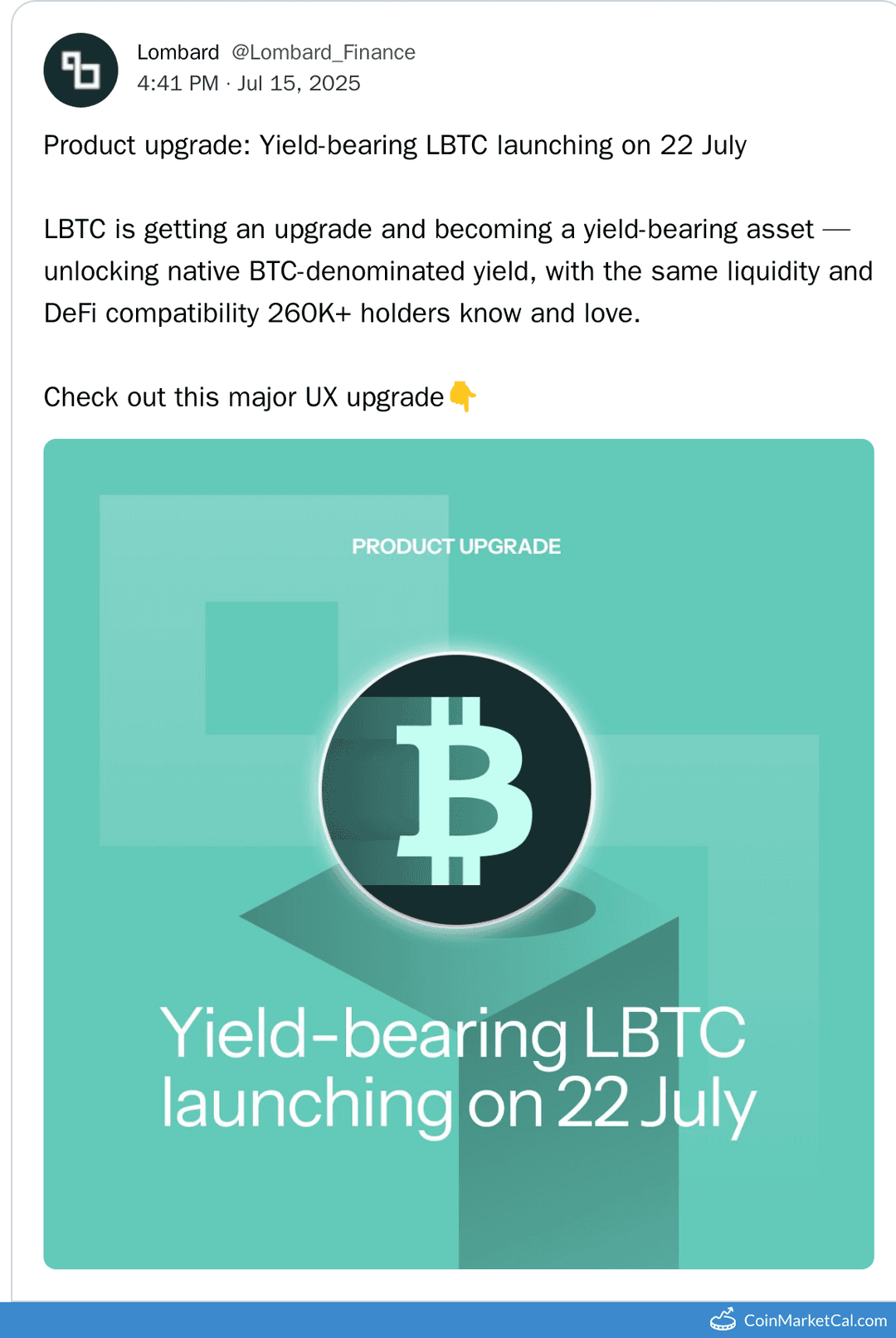 Yield-Bearing LBTC Launch