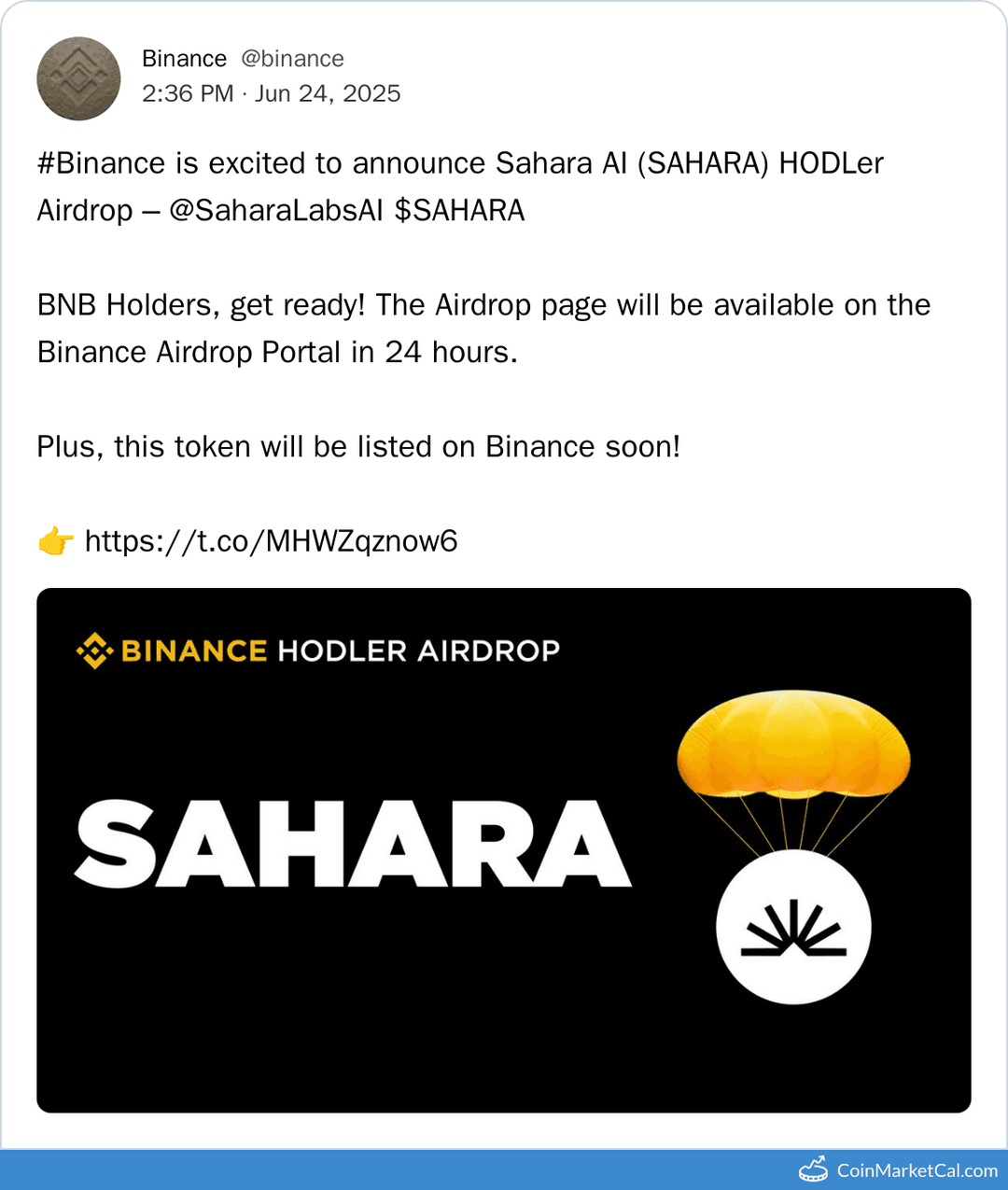 Sahara AI (SAHARA) HODLer Airdrop