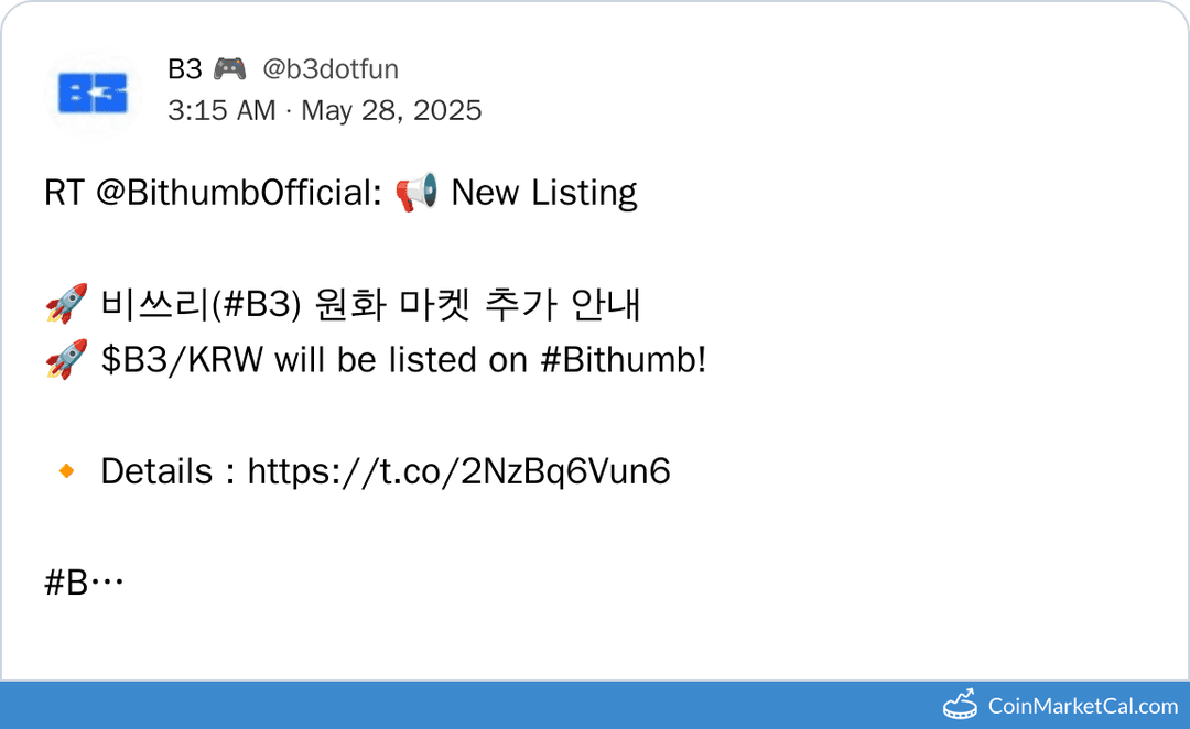 B3 (Base) Listing on Bithumb