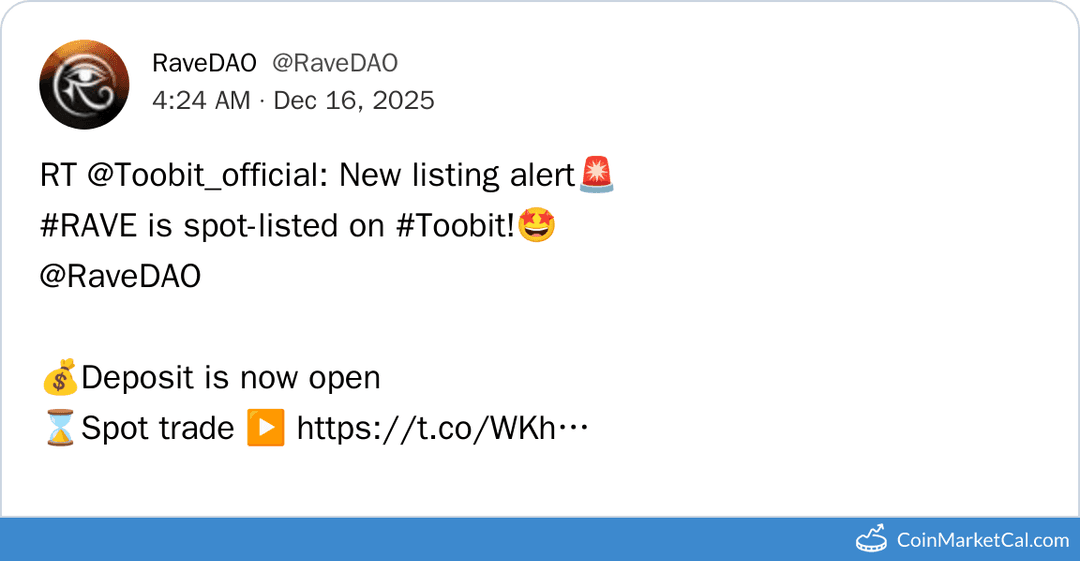 Toobit Exchange Launches RaveDAO Listing