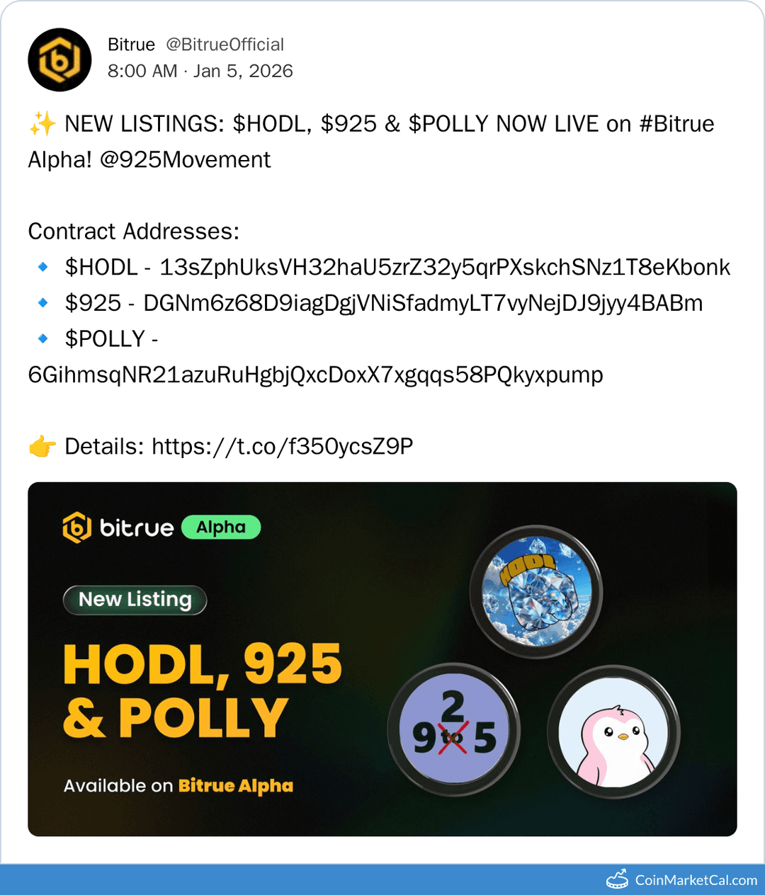 Bitrue Alpha Listing for Polly