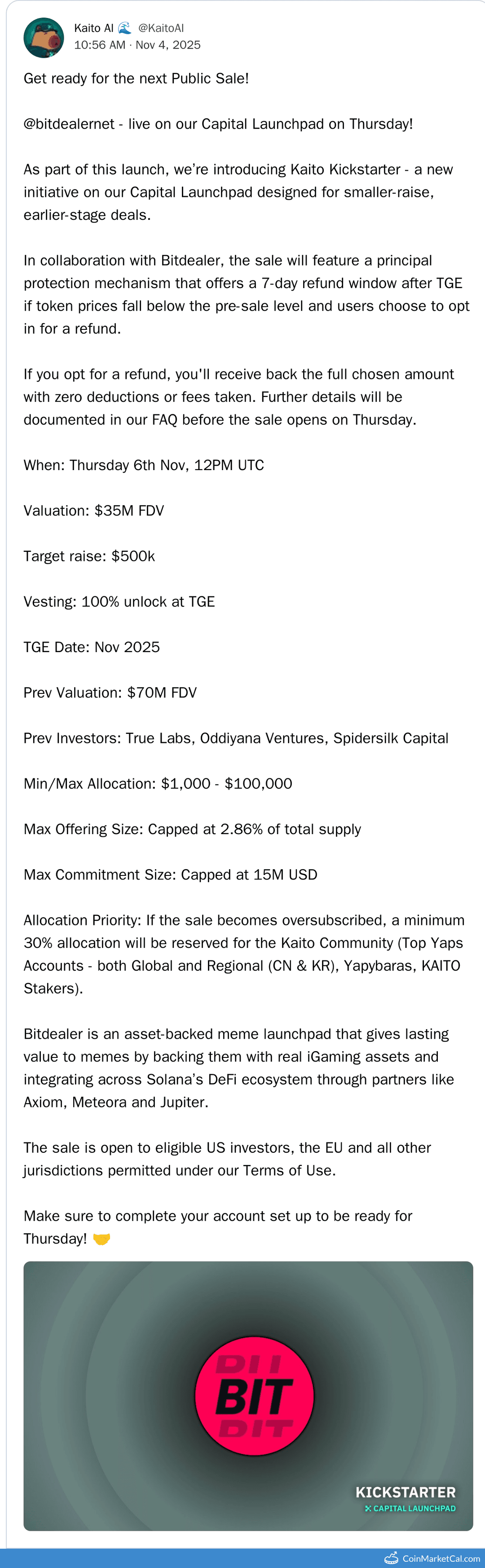 Kaito (KAITO) Kickstarter - Nov 6, 2025