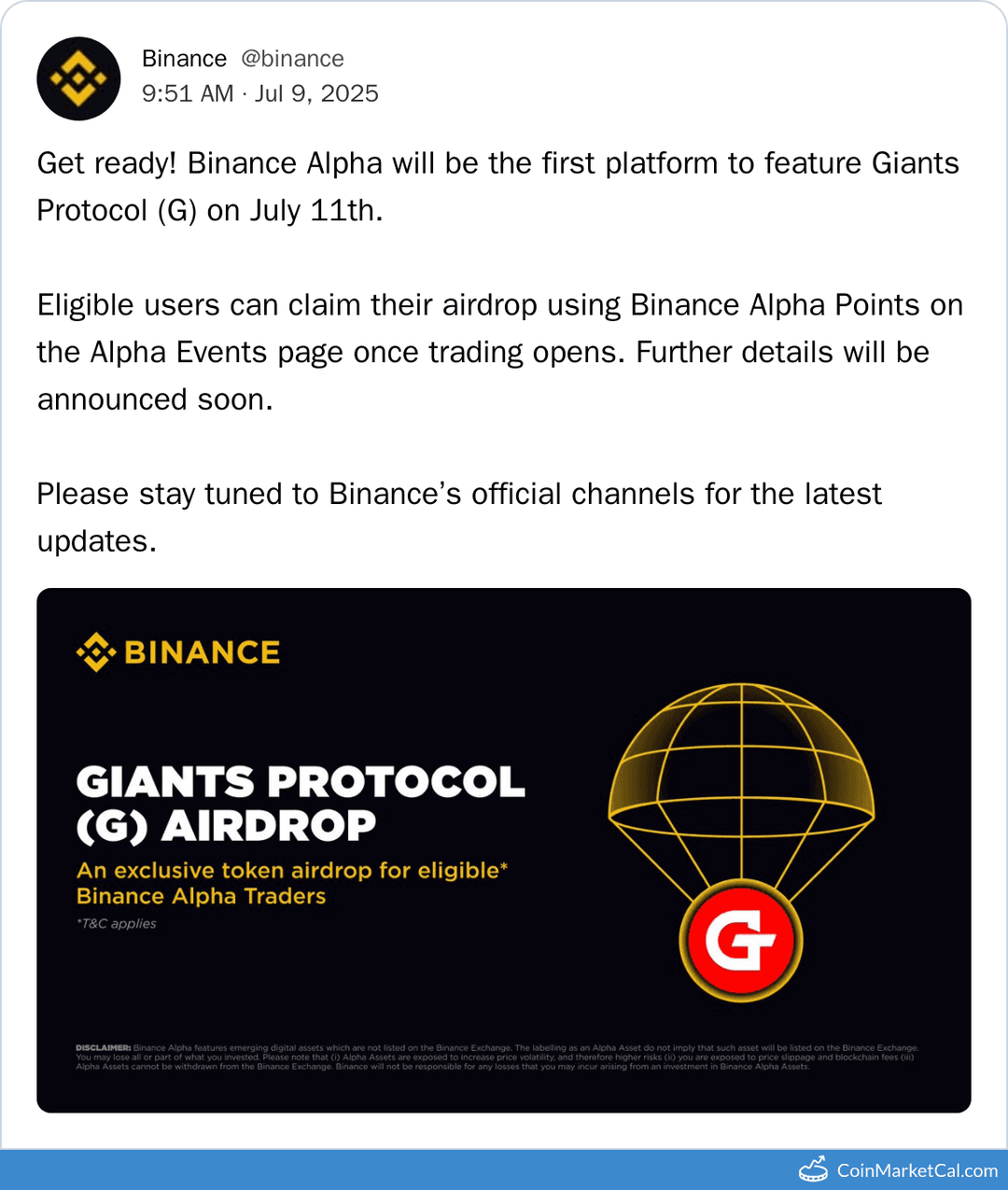 Giants Protocol (G) Airdrop & Listing