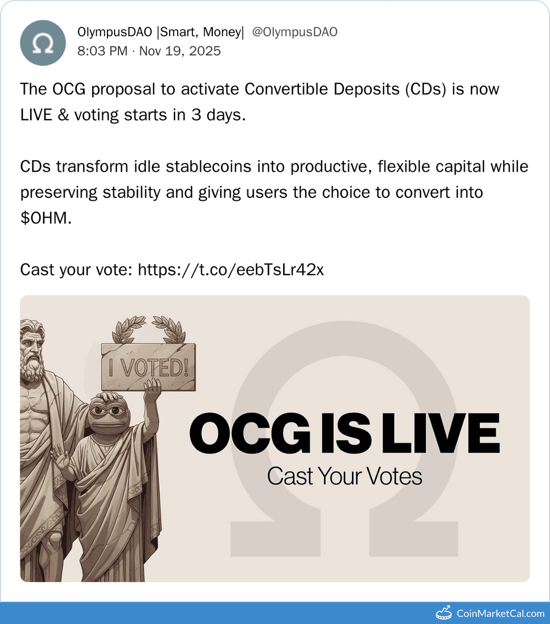 OlympusDAO CDs Vote Starts