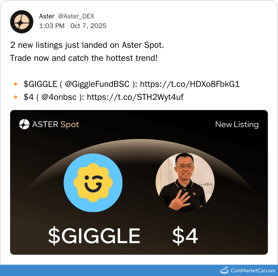 Aster (ASTER) Listing on Binance