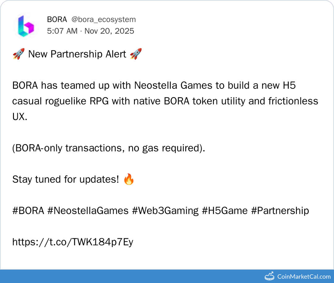 BORA and Neostella Games Partnership