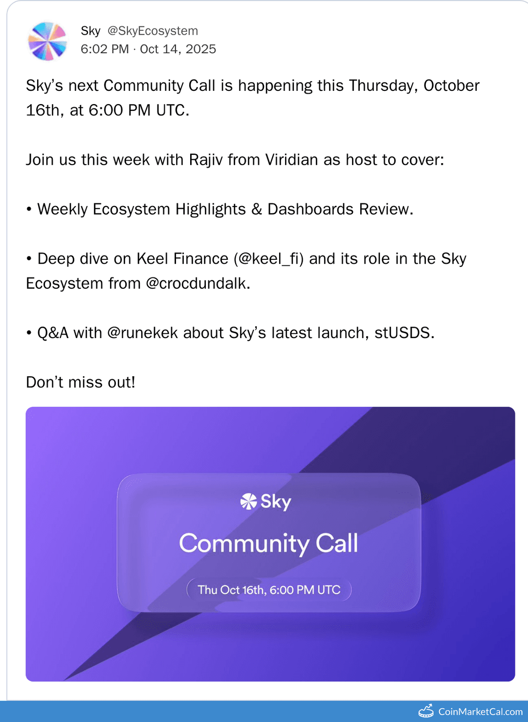 Sky Ecosystem Community Call: Keel Finance Deep Dive