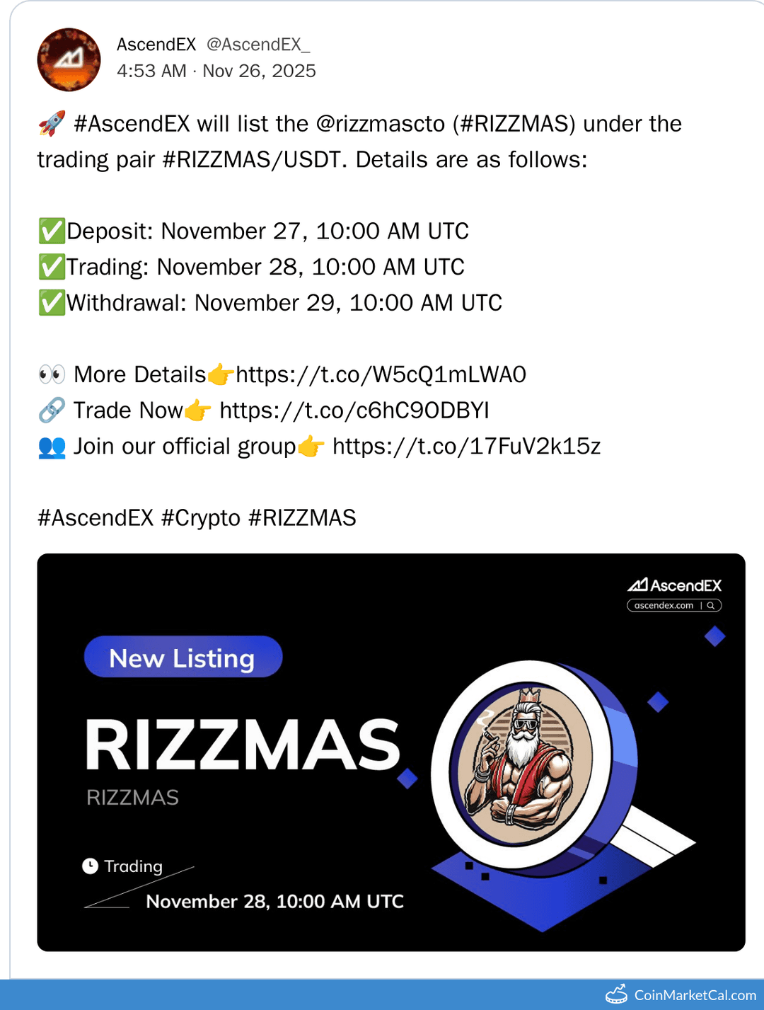 AscendEX Listing of Rizzmas