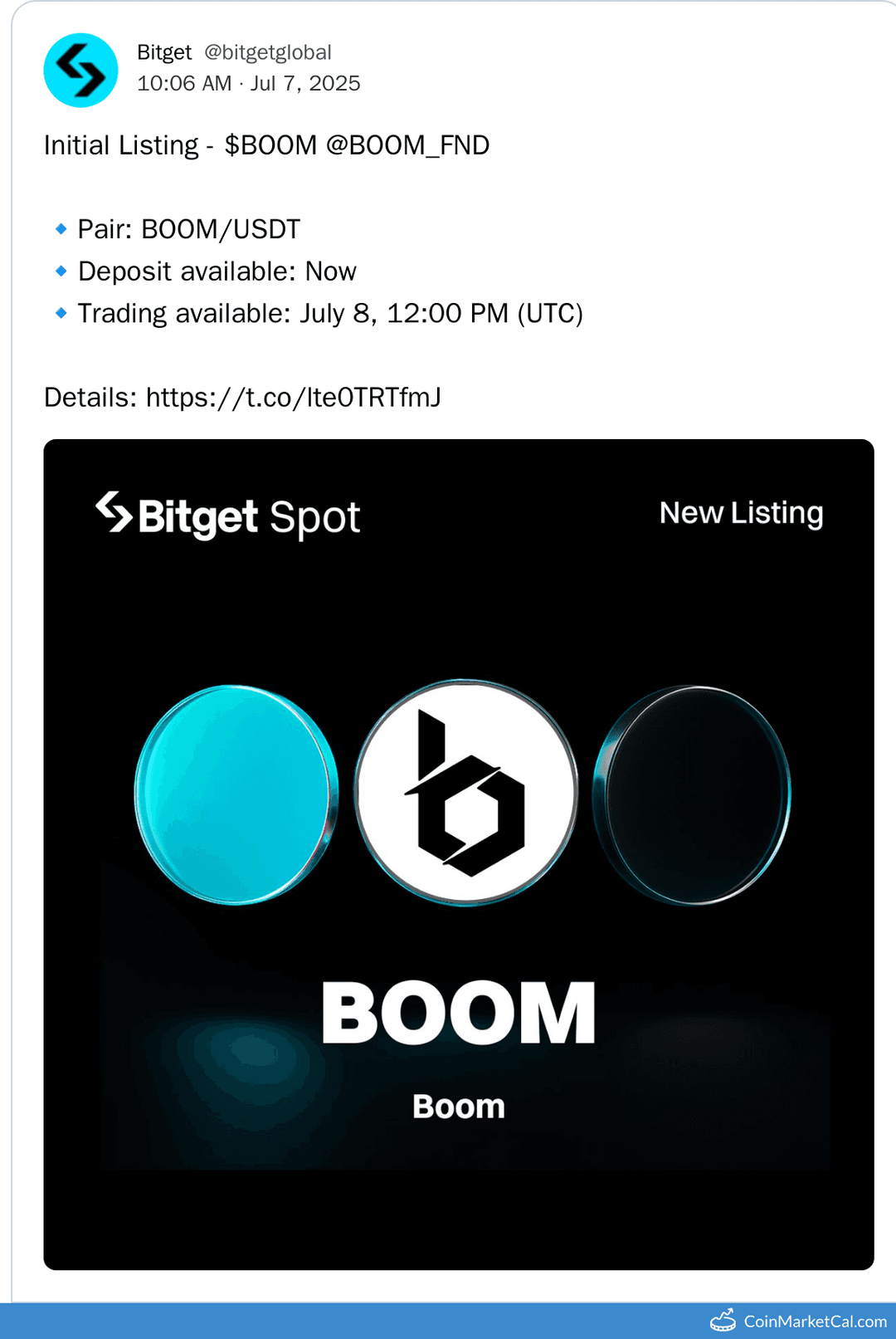 $BOOM Token Listing on Bitget