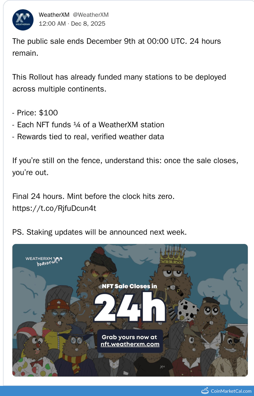 WeatherXM NFT Public Sale Ends