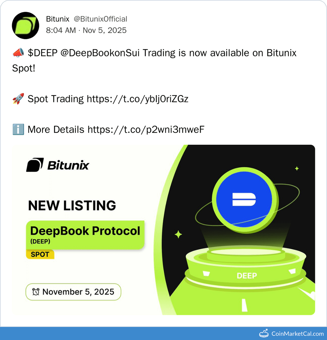 Bitunix DeepBook Listing