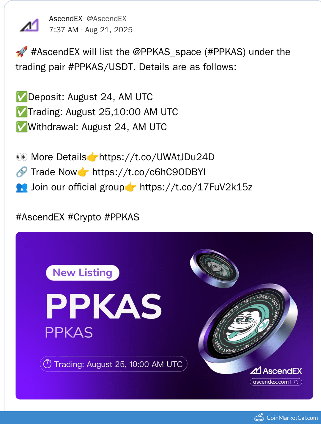 PPKAS Listing on AscendEX