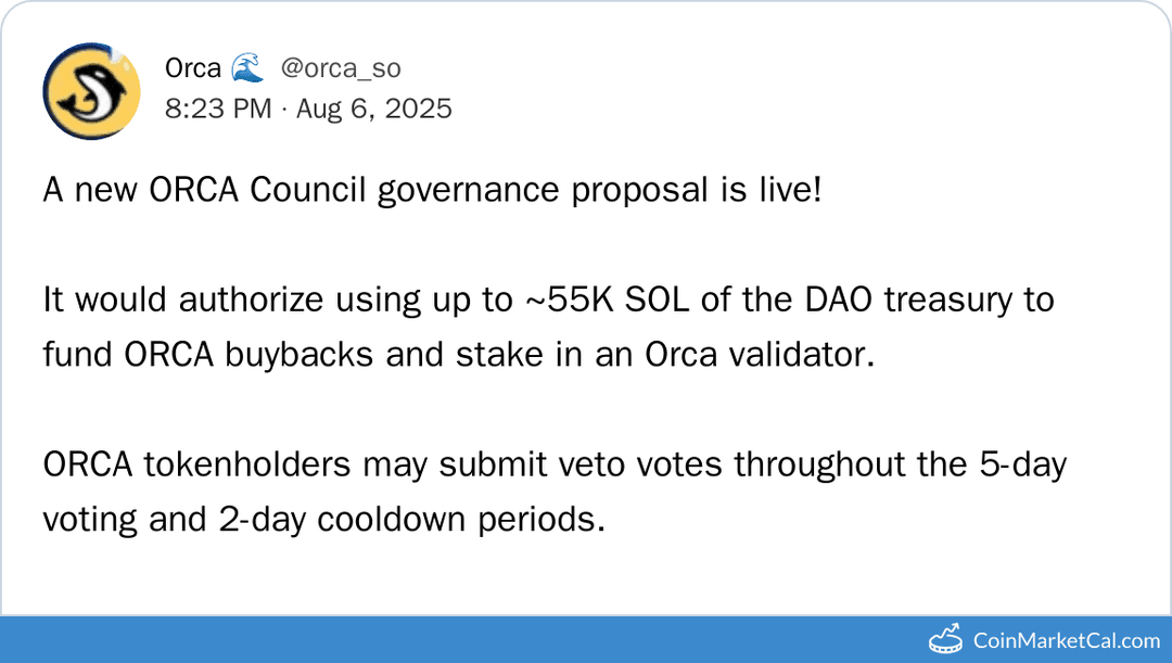 Orca DAO Governance Proposal Voting Begins
