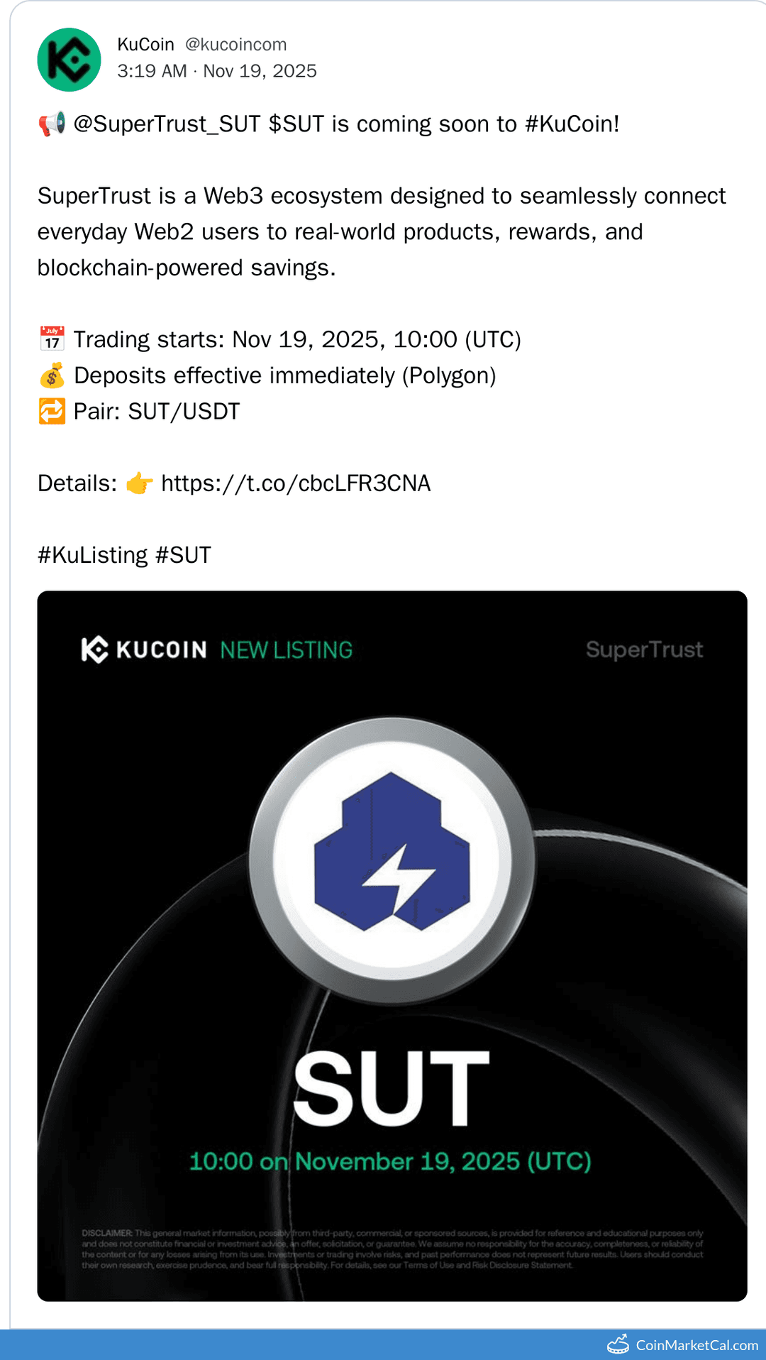 KuCoin Listing - SuperTrust (SUT)